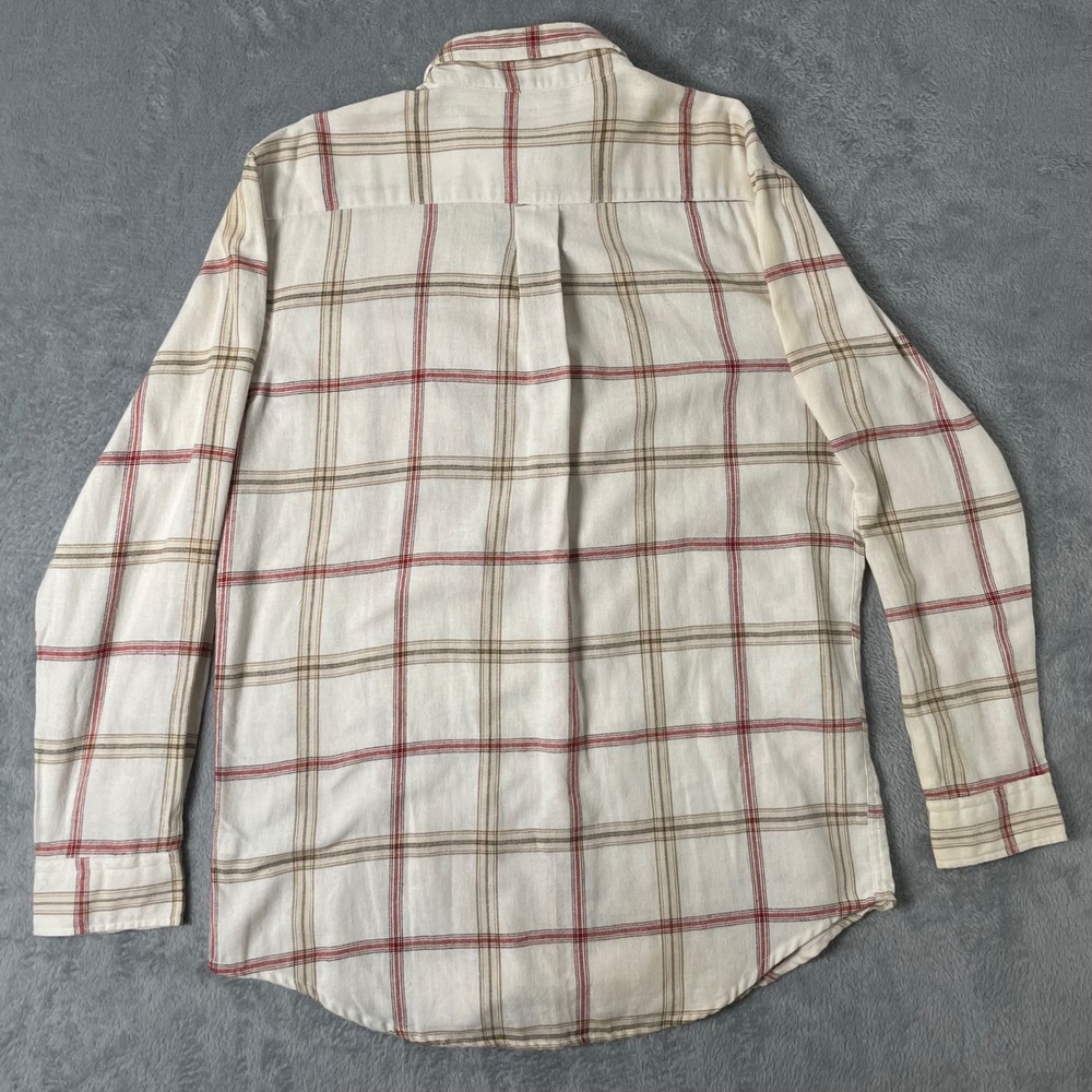Croft and Barrow Flannel Mens Large Shirt NWT Cream Red Plaid Signature Classic - Picture 2 of 10
